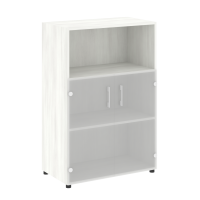 Шкаф средний широкий (2 низких фасада стекло) Yalta LT.ST-2.2 снежная патина